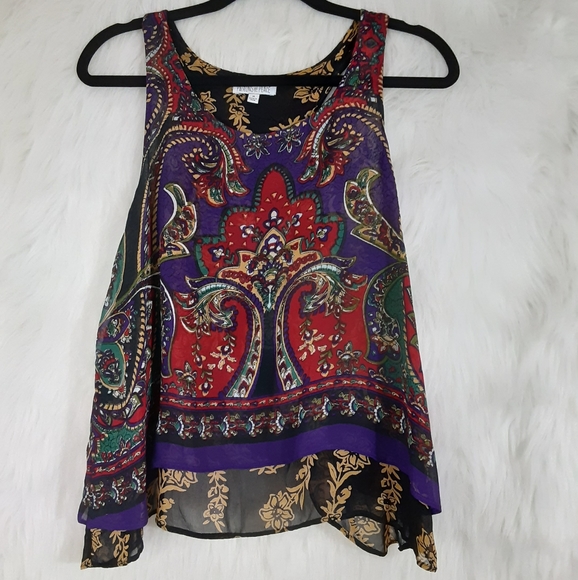 Patrons of Peace Tops - Patrons of Peace Sleeveless Print Top Size M